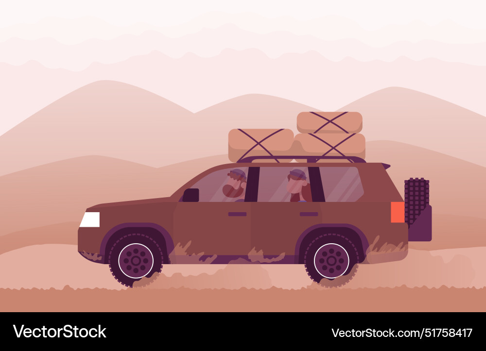 Familienreisen mit dem Auto nach Naturkarikatur Familienreisen mit dem Auto nach Naturkarikatur vektorbild