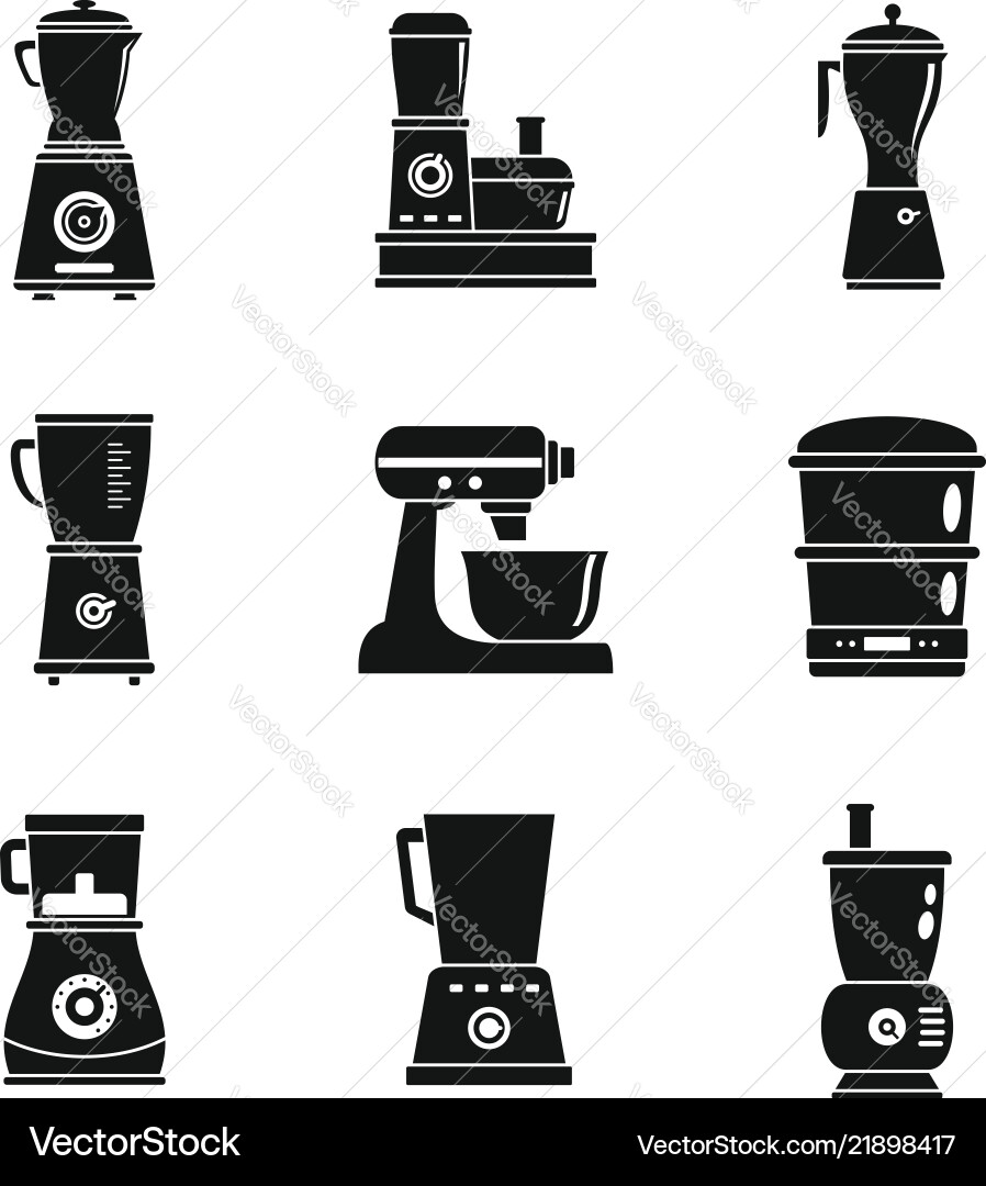 Food processor machine icon set simple style Food processor machine icon set simple style vector image