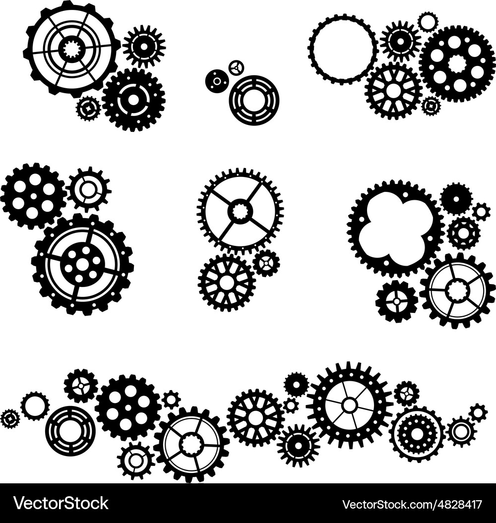 Interlocking Gears - Mechanical Elements Vector Image