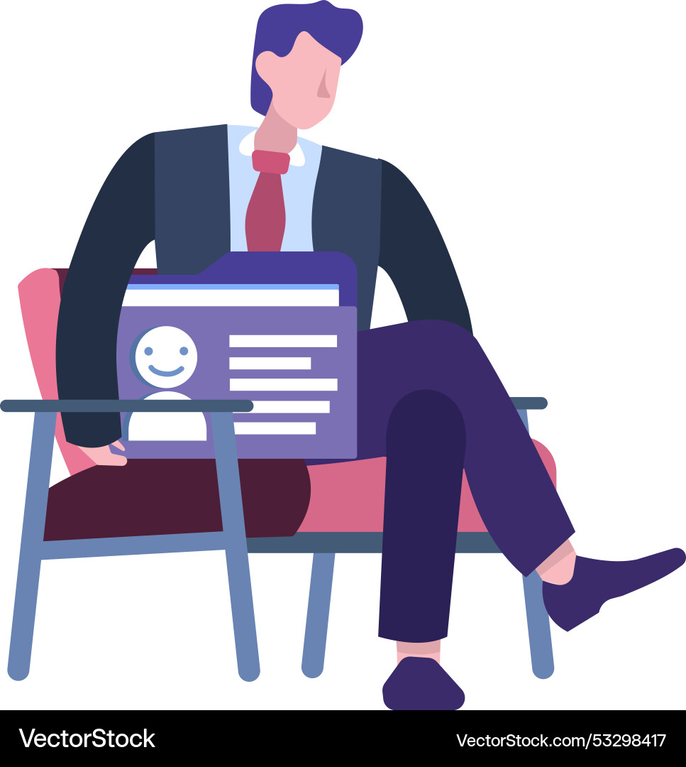 Job interview icon man wait in queue vector image