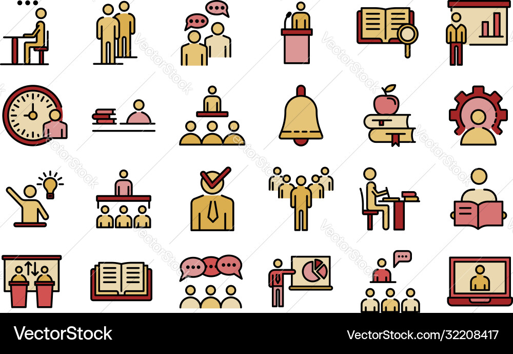 Lecture class icons flat Lecture class icons flat vector image