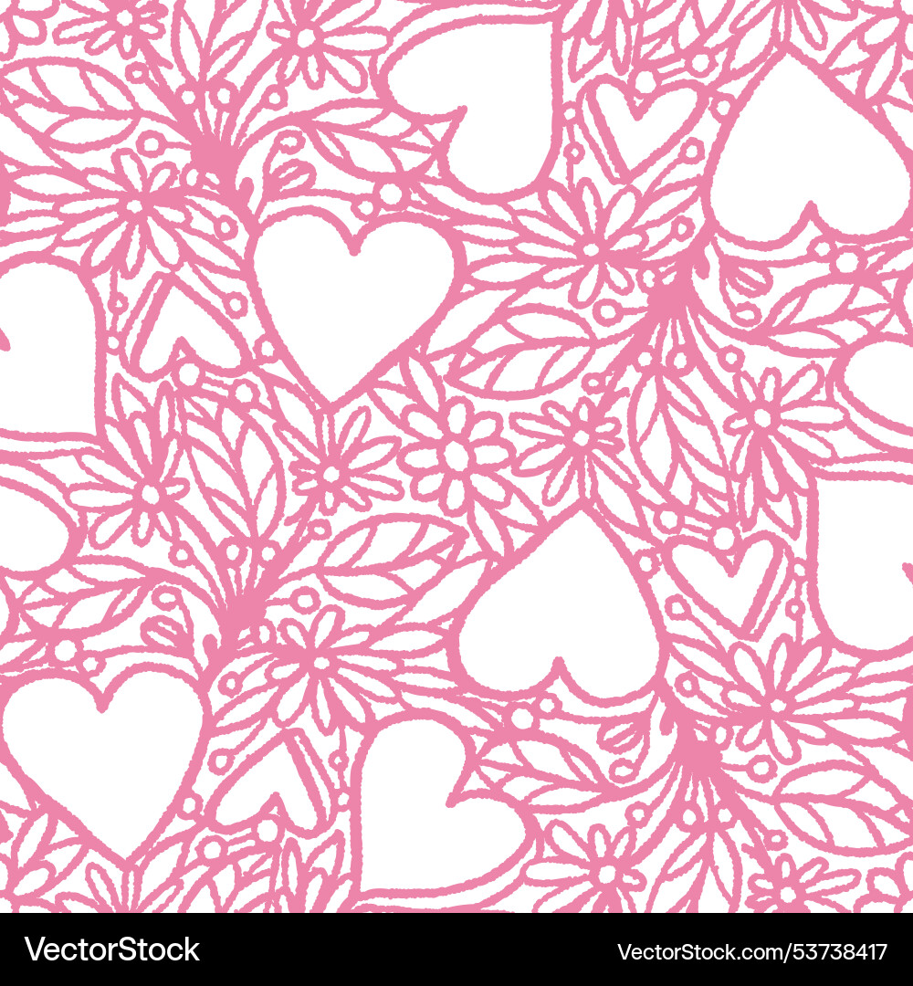 Seamless pattern with hearts in doodle style Seamless pattern with hearts in doodle style vector image