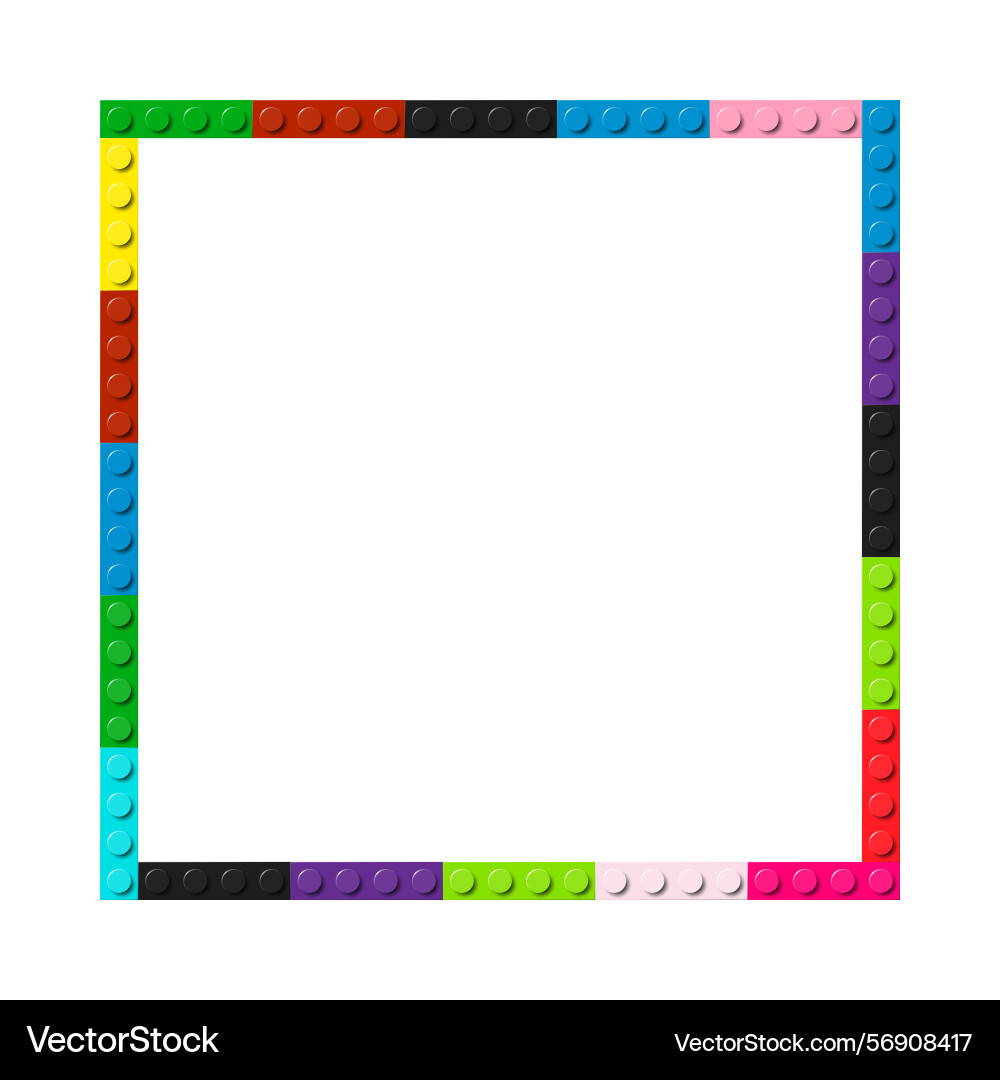 Simple frame composed of color toy blocks black Vector Image