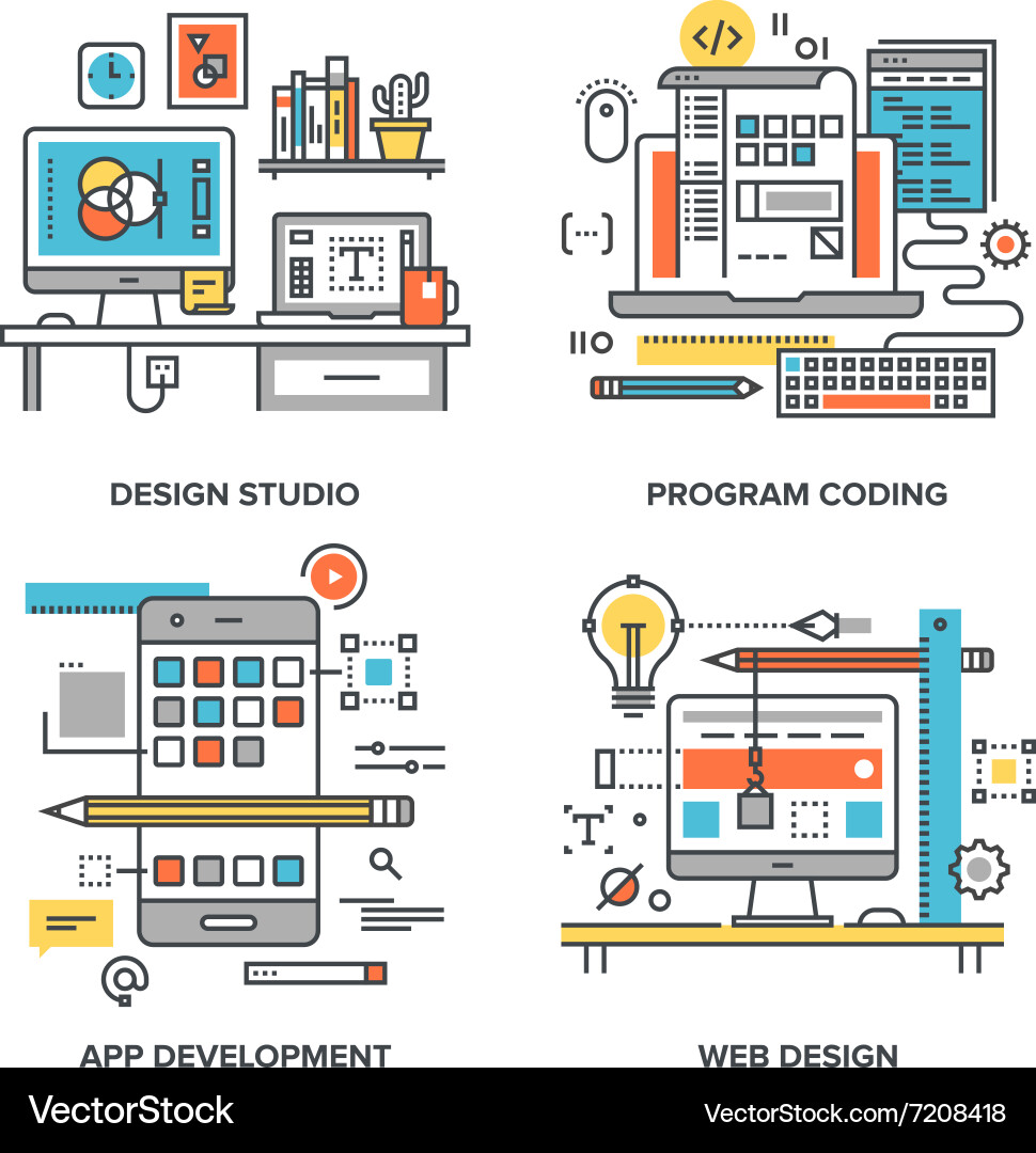 Digital Development & Coding Concepts vector image