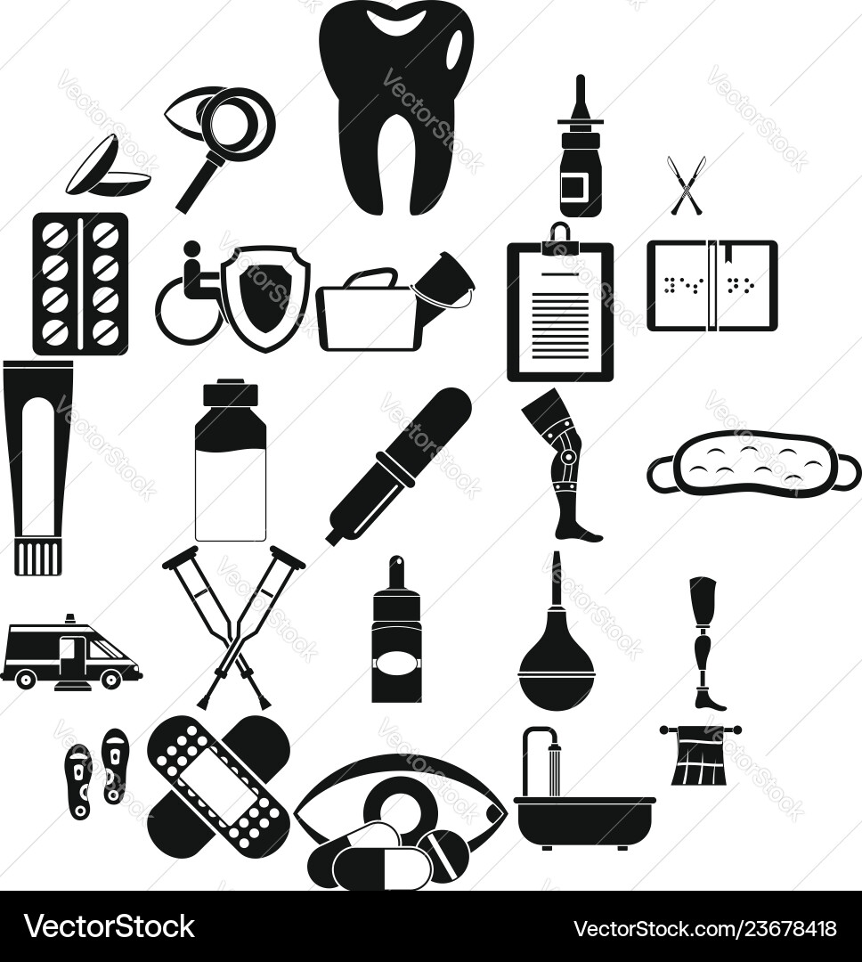 Disabled icons set simple style Disabled icons set simple style Vector Image