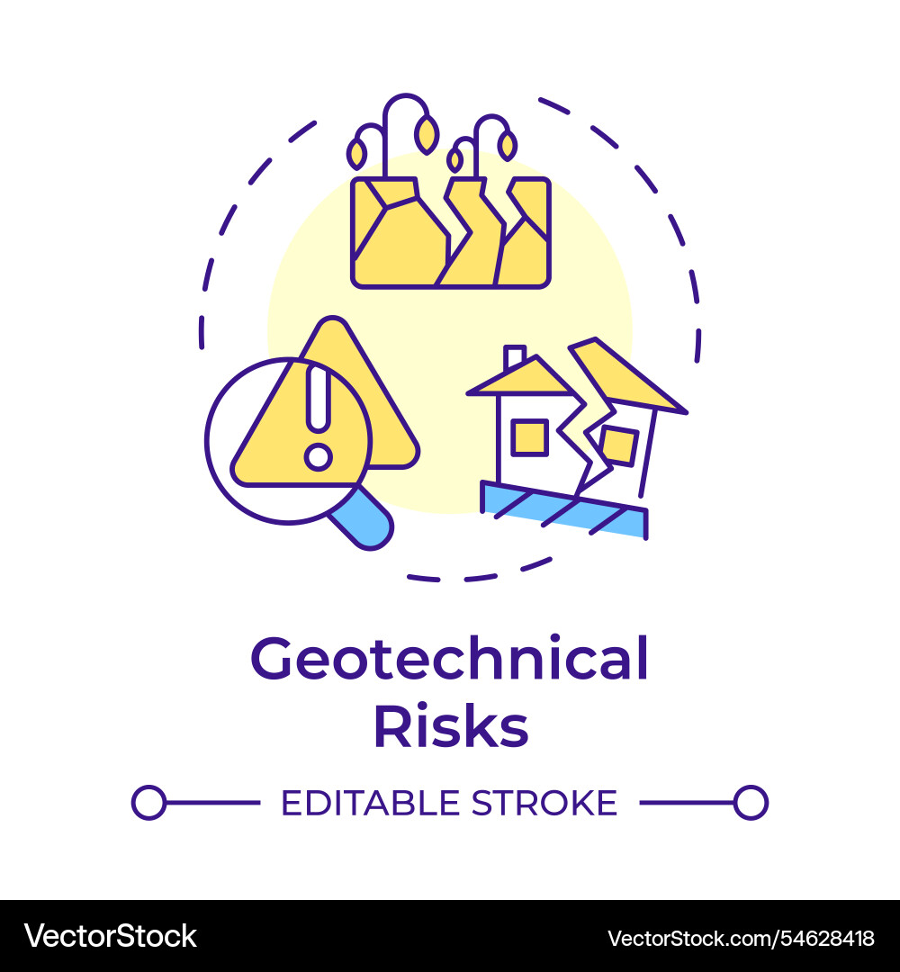 Geotechnical risks multi color concept icon Vector Image