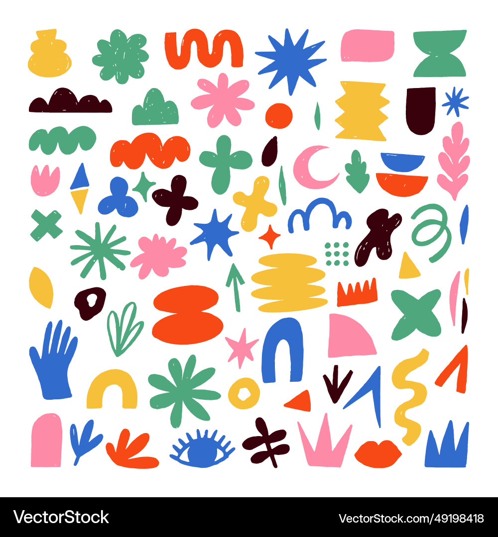Hand gezeichnet naive bizarre abstrakte geometrische Hand gezeichnet naive bizarre abstrakte geometrische vektorbild