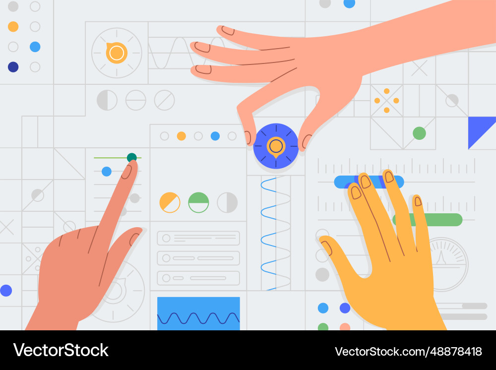 In simple flat style with hands and abstract user In simple flat style with hands and abstract user vector image