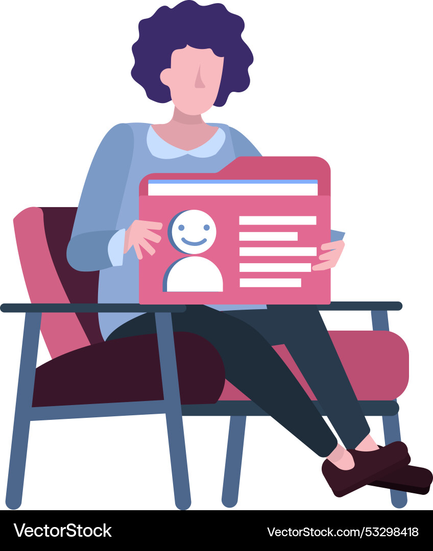 Job interview icon woman wait in queue vector image