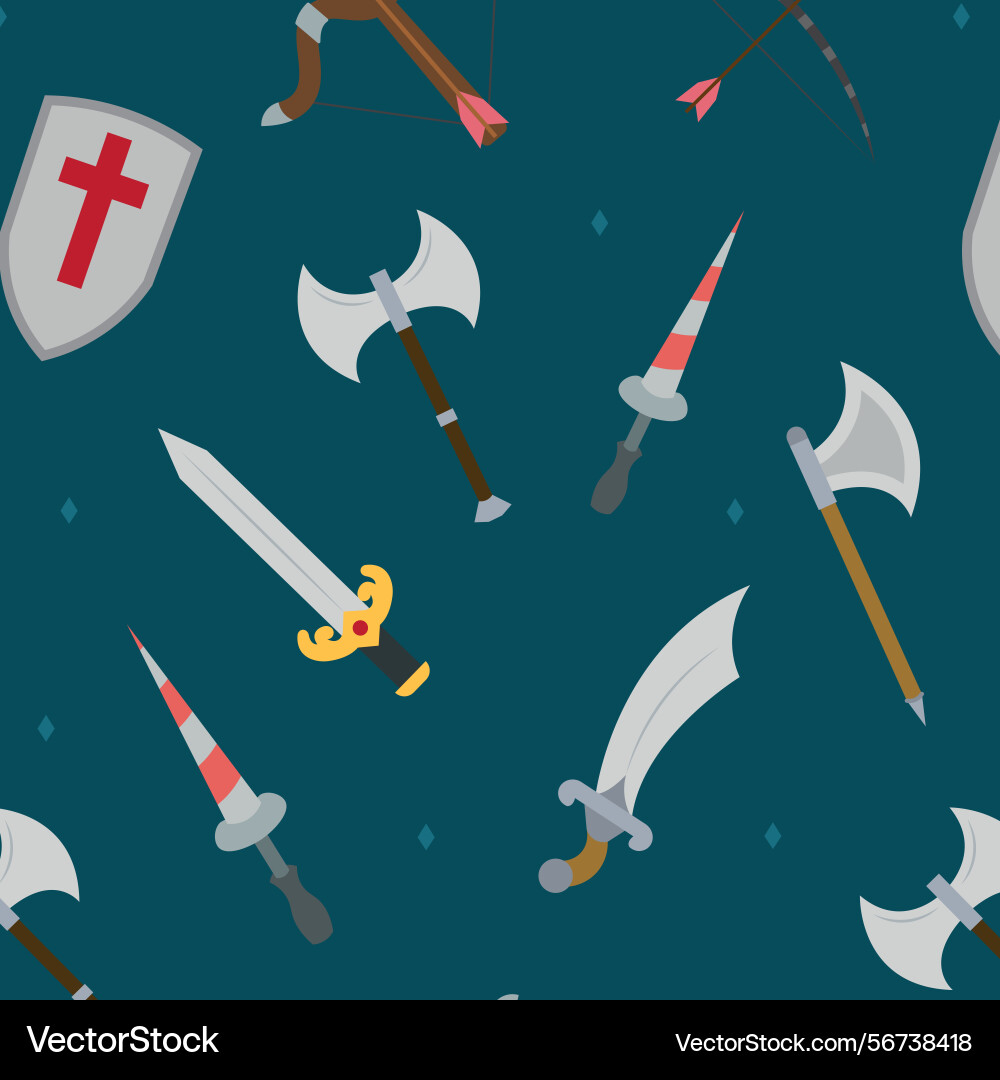 Medieval weapons pattern background Vector Image