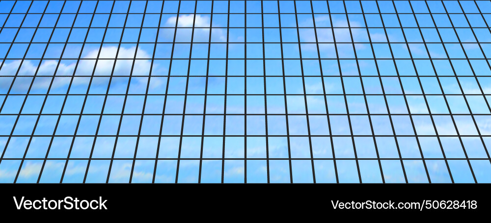 One-point perspective of a glass wall high One-point perspective of a glass wall high vector image