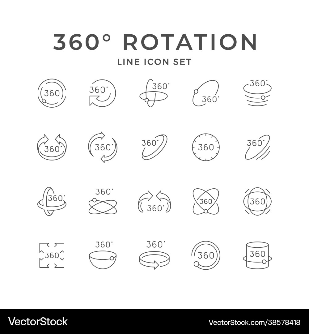 Set line icons 360 degrees rotation vector image