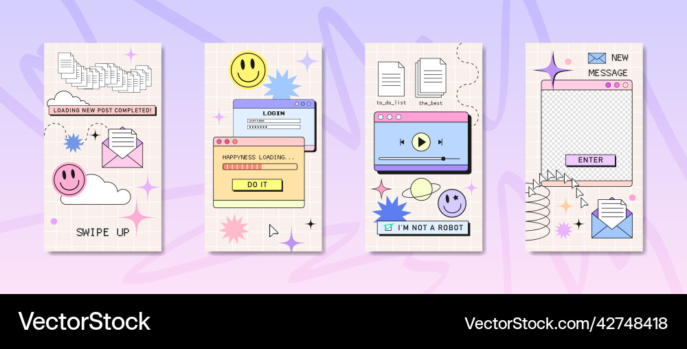 Stories or post template retro browser computer Stories or post template retro browser computer vector image