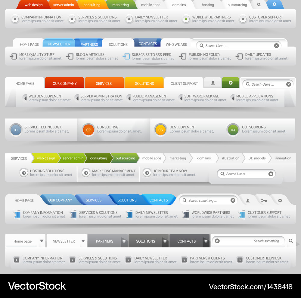 Web site design menu navigation Royalty Free Vector Image