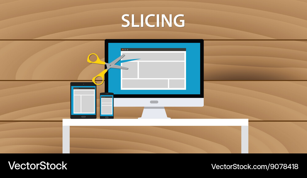 Web website slicing process development Vector Image