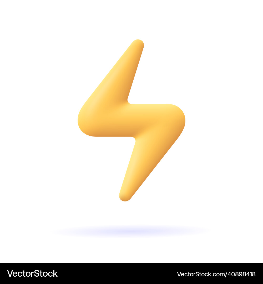 Yellow thunder and bolt lighting flash 3d icon Vector Image