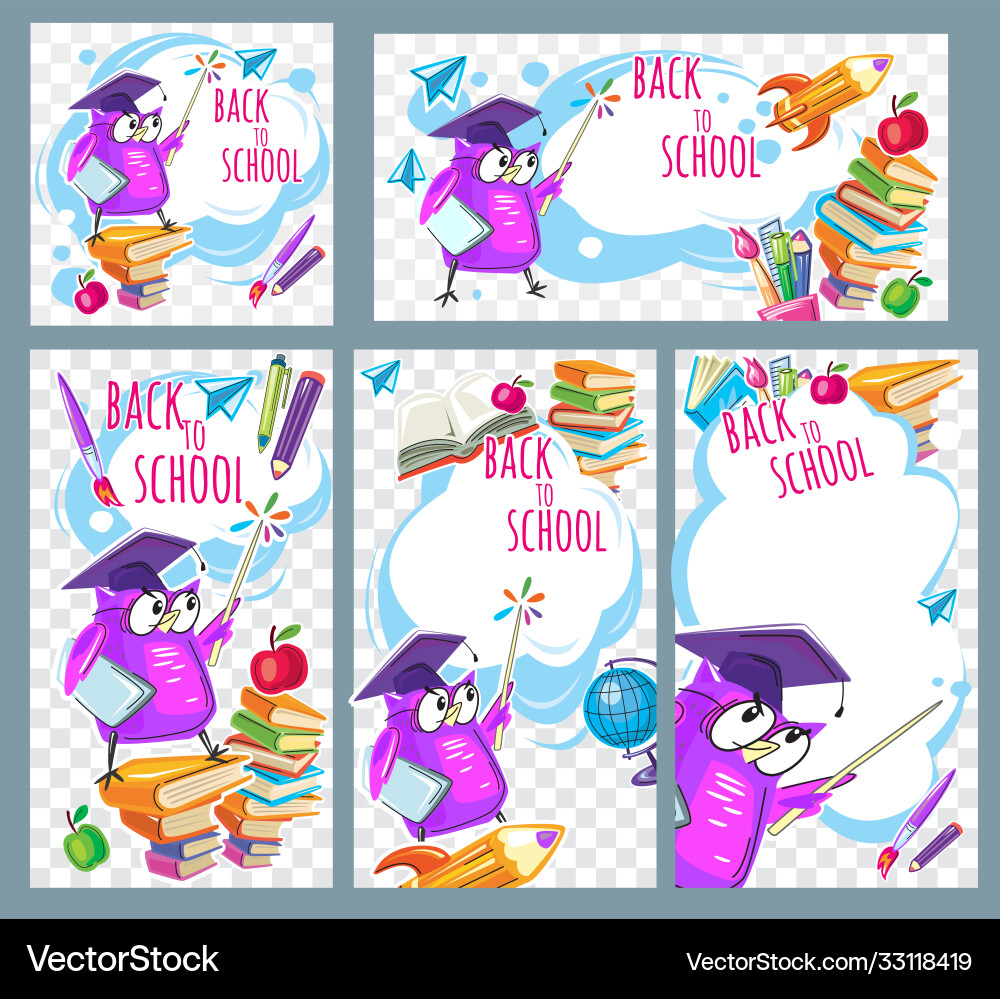 Back to school template posts in social networks Vector Image