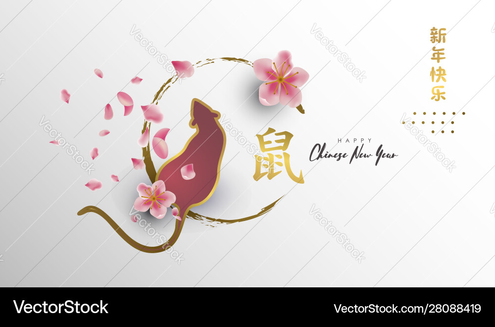 Chinese new year rat 2020 3d flower abstract card Chinese new year rat 2020 3d flower abstract card vector image