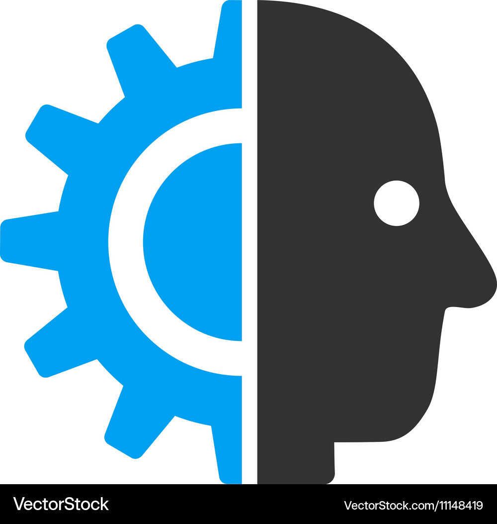 Cyborg head flat icon – Royalty-Free Vector | VectorStock