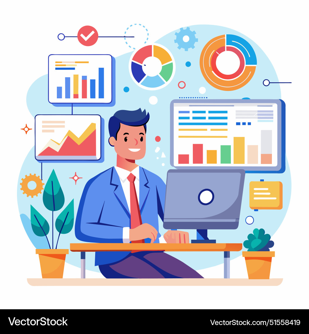 Data analytics research or analysis graph Data analytics research or analysis graph vector image