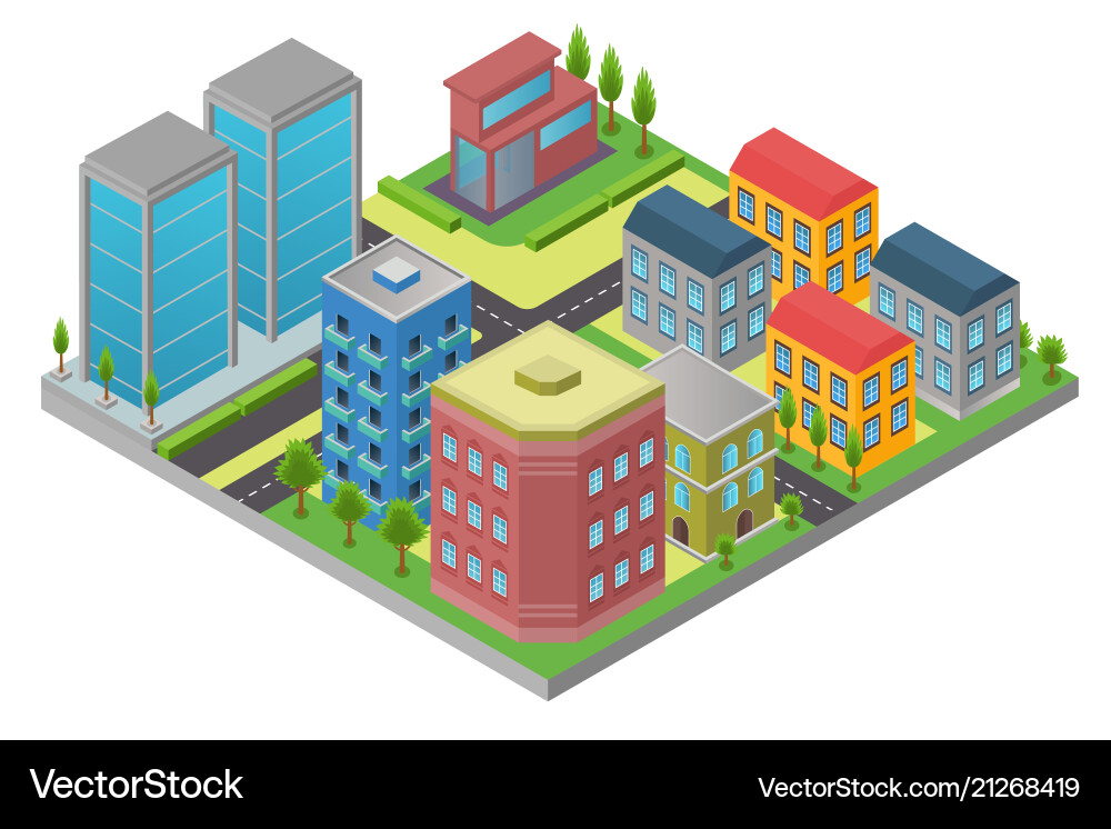Design in isometry of city element with road Vector Image
