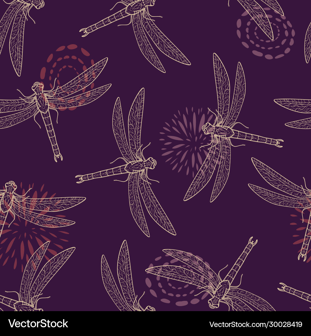 Dragonfly Seamless Pattern Royalty Free Vector Image