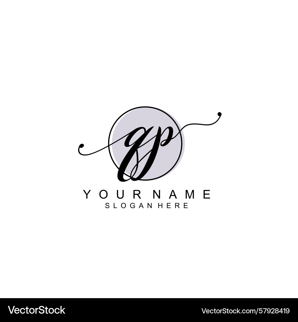 Handwriting logo concepts with initial qp Handwriting logo concepts with initial qp Vector Image