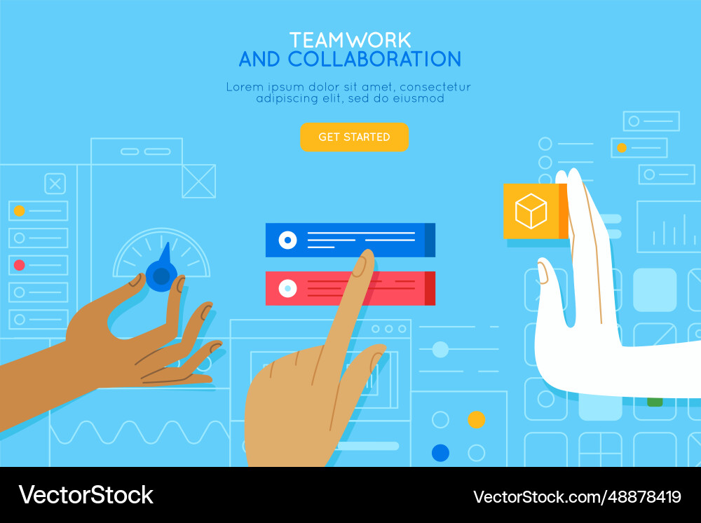In simple flat style with hands and abstract user In simple flat style with hands and abstract user vector image