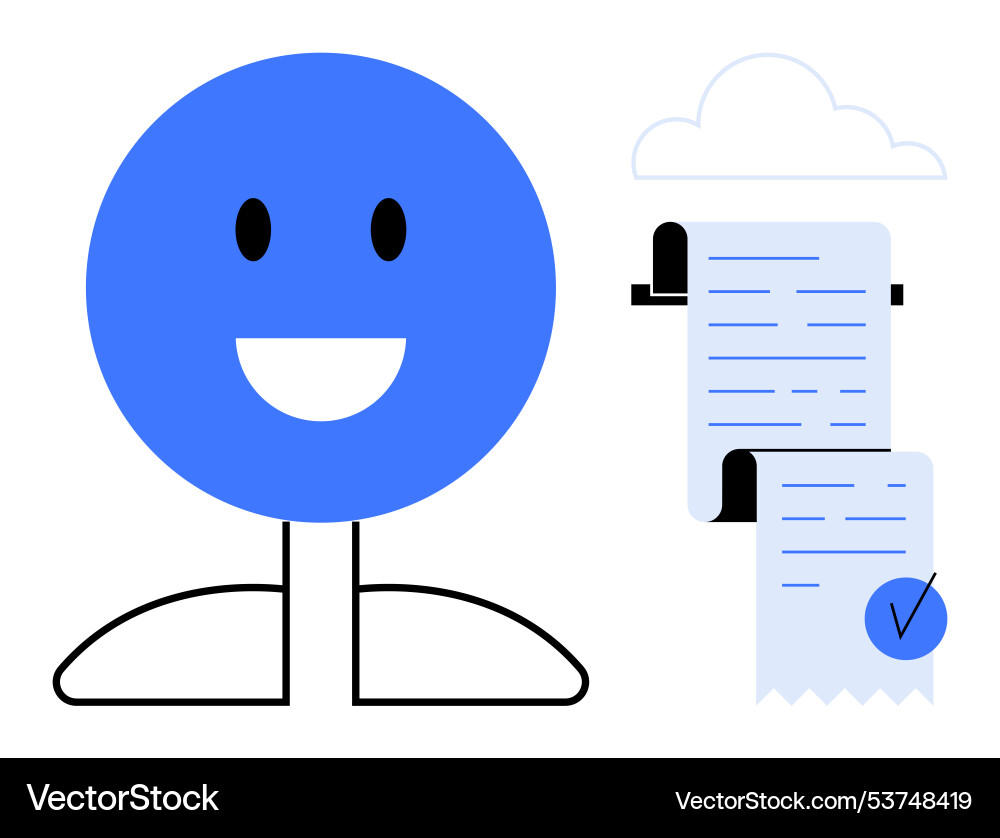 Smiling character with completed checklists Smiling character with completed checklists vector image