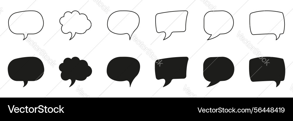 Speech bubble line and solid icon set collection Speech bubble line and solid icon set collection vector image