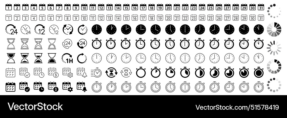 Time and clock icons vector image