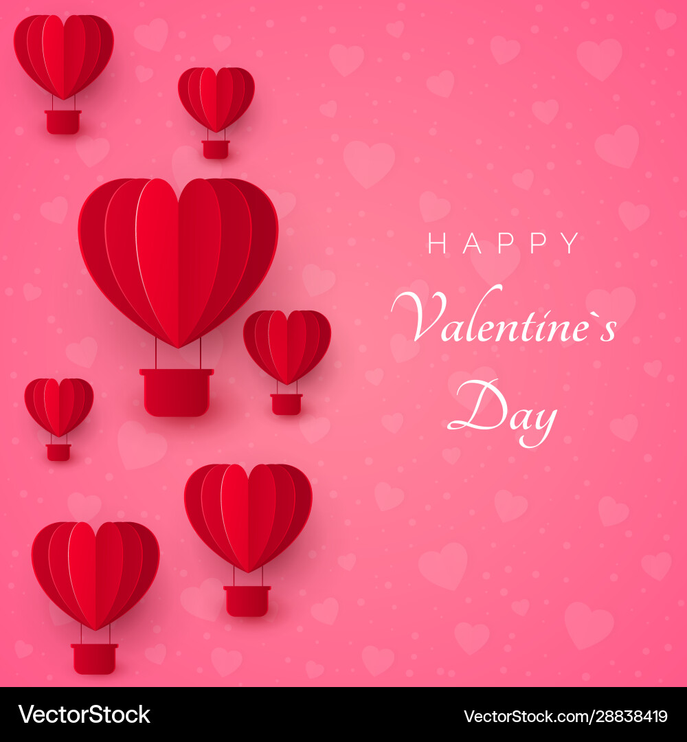 Valentines day greeting card with paper cut red Valentines day greeting card with paper cut red vector image