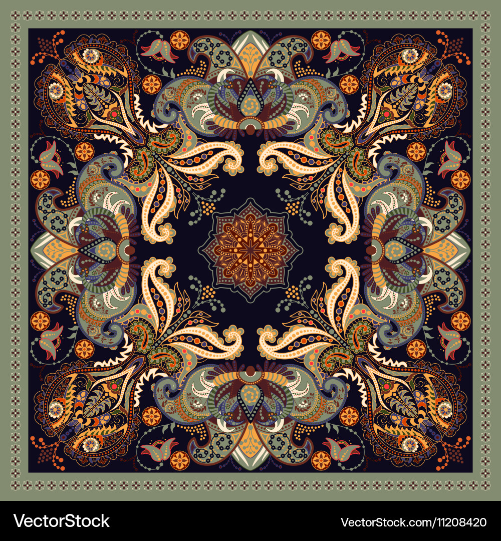 Colorful Paisley Textile Vector Image