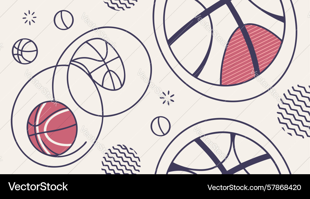 Dynamic basketball themed abstract pattern design Vector Image
