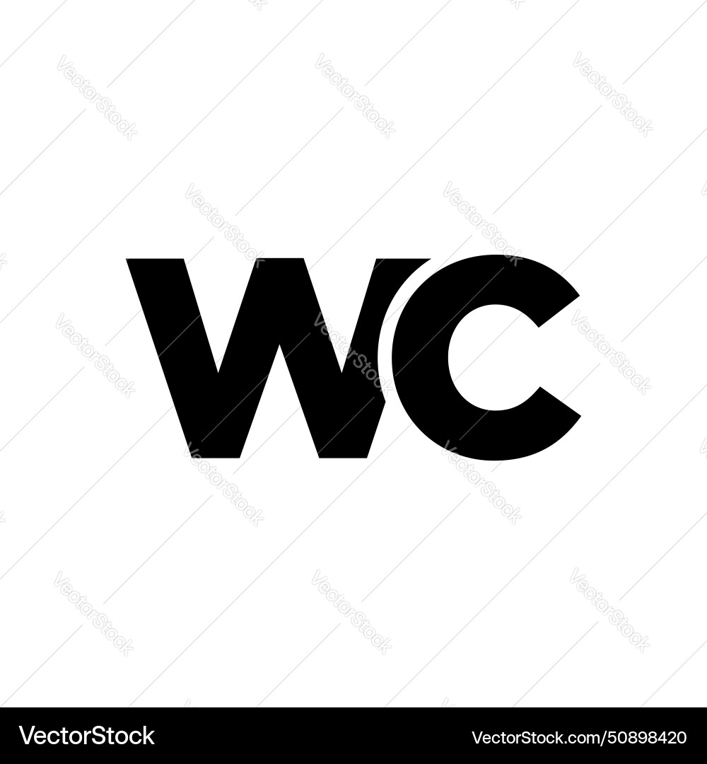 Letter w and c wc logo design template minimal Vector Image