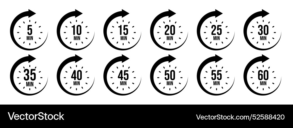 Stopwatch icons with pointer arrow chronometer Stopwatch icons with pointer arrow chronometer vector image