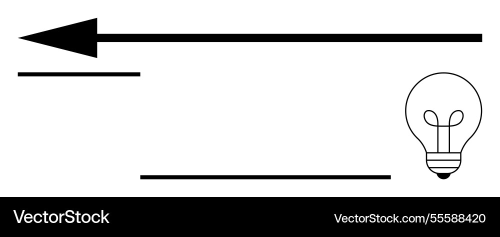 Straight arrow pointing left with a lightbulb Straight arrow pointing left with a lightbulb vector image