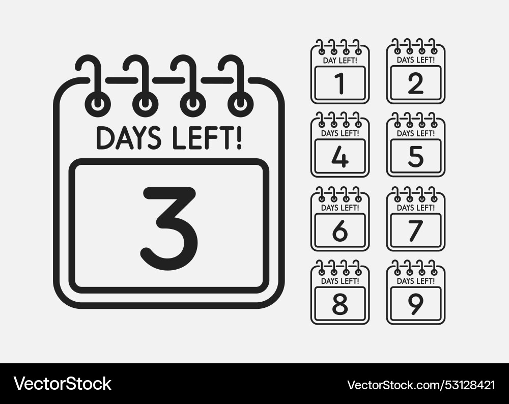Countdown daily page calendar icon - 3 day left Vector Image