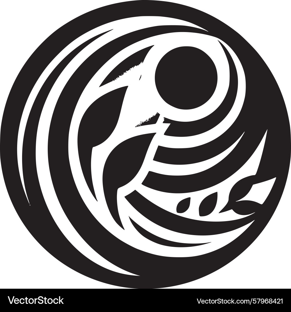 Dynamic Wave Circle Emblem Vector Image