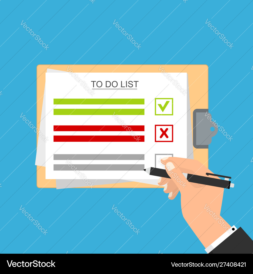 Hands holding clipboard with to-do list template Hands holding clipboard with to-do list template vector image