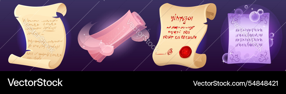 Old parchment scroll for magic ui game cartoon Old parchment scroll for magic ui game cartoon vector image