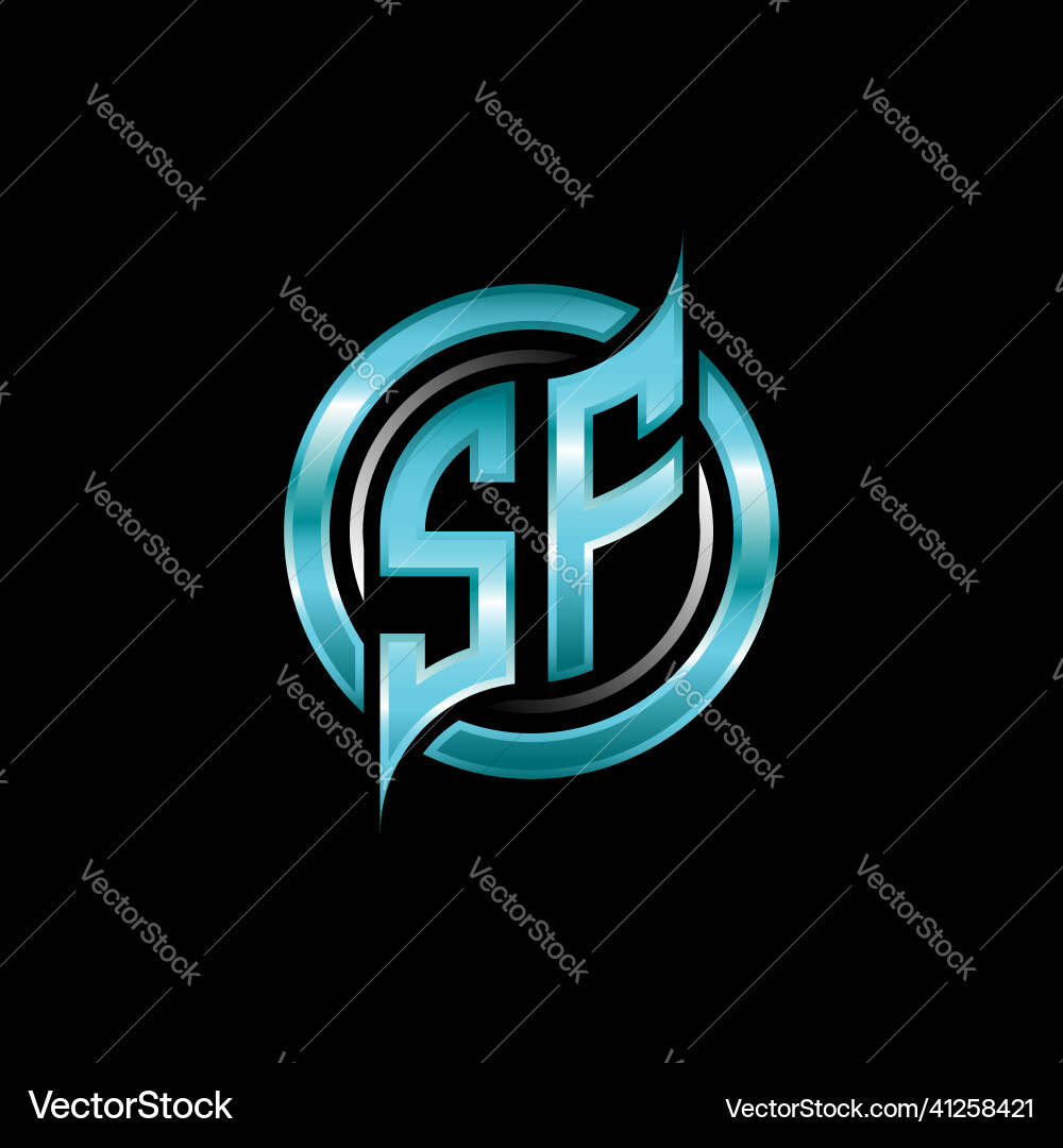 Sf initial monogram logo circle rounded Vector Image