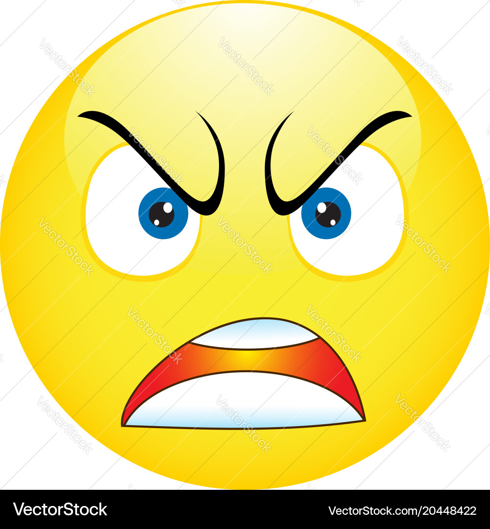 Angry emoticon emoji smiley Royalty Free Vector Image