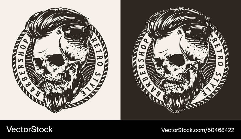 Barbershop Totenkopf monochrome Vintage Flyer Barbershop Totenkopf monochrome Vintage Flyer vektorbild