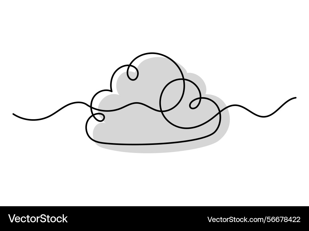 Continuous line drawing of cloud linear Continuous line drawing of cloud linear vector image