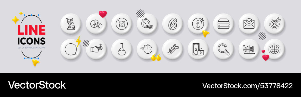 Cooking timer pie chart and servers line icons Cooking timer pie chart and servers line icons vector image