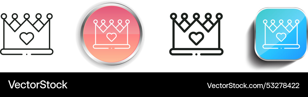 Crown icon thin linear regular and button style Crown icon thin linear regular and button style vector image