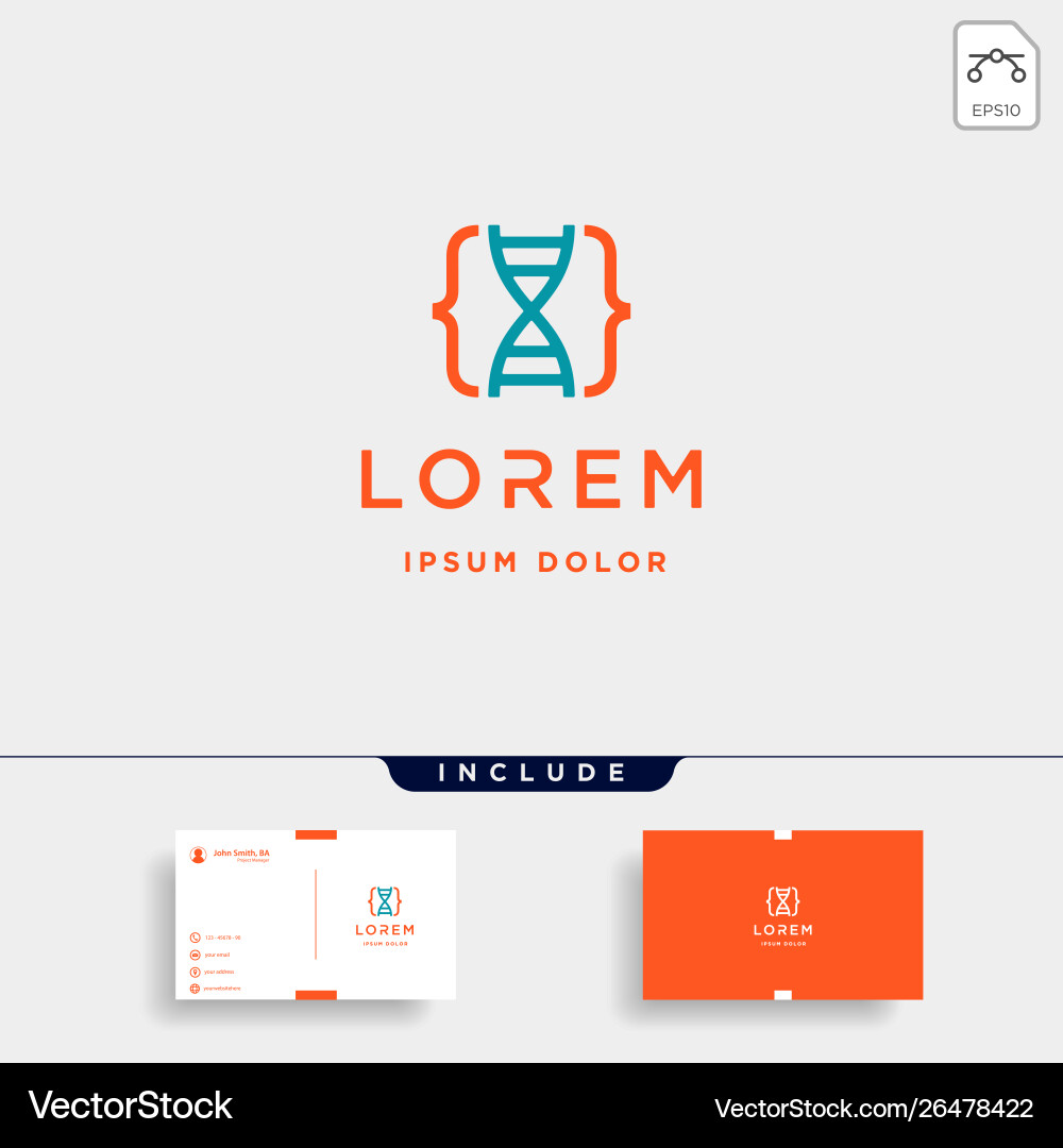 Dna code logo design molecule coding symbol Vector Image