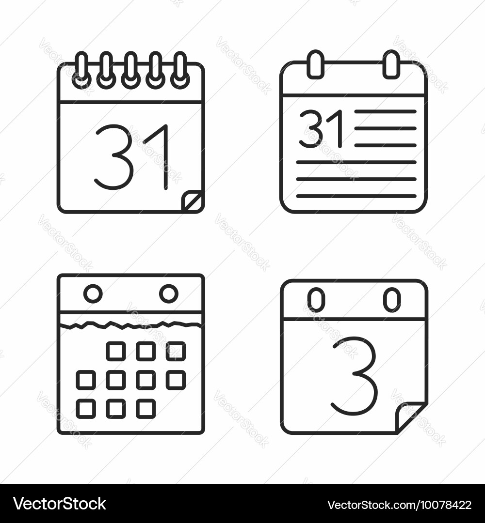 Minimal Calendar Line Icons Vector Image