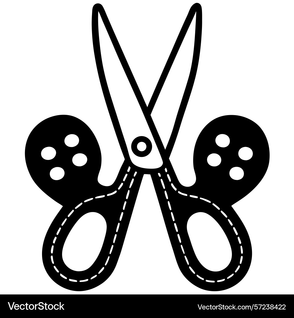 Scissors and buttons icon black white Vector Image